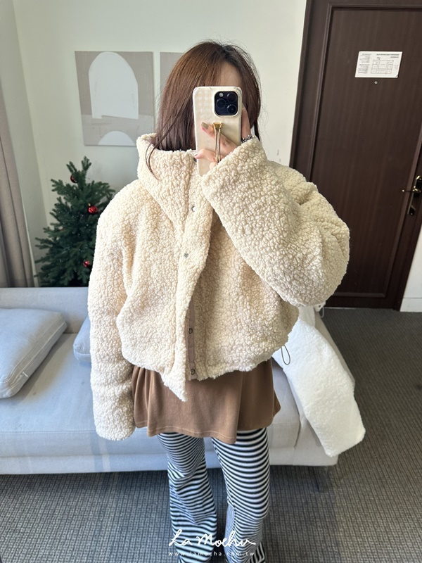 鋪棉壓釦羔羊毛外套(兩面穿)(闆娘.花花清單)